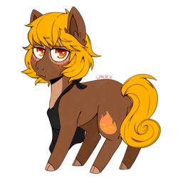 Size: 1000x1000 | Tagged: safe, artist:cinnamonsparx, oc, oc only, oc:gold smith, earth pony, pony, apron, chibi, clothes, cloven hooves, female, mare, simple background, solo, transparent background