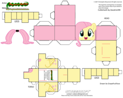 Size: 2979x2354 | Tagged: safe, artist:grapefruitface1, part of a set, fluttershy, pony, g4, craft, cubeecraft, female, high res, papercraft, printable, solo