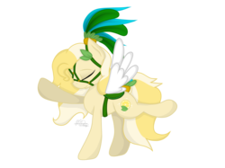 Size: 2732x2048 | Tagged: safe, artist:dawnshine, oc, oc only, oc:radler, earth pony, pony, bridle, eyes closed, fake wings, high res, plume, raised leg, saddle, simple background, tack, tail ring, transparent background