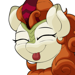 Size: 1000x1000 | Tagged: safe, artist:ljdamz1119, autumn blaze, kirin, sounds of silence, :p, awwtumn blaze, cute, eyes closed, female, silly, simple background, smiling, solo, tongue out, transparent background