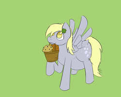 Size: 1500x1200 | Tagged: safe, artist:voraciouscutie, derpy hooves, pegasus, pony, g4, belly, chubby, derpy day, derpy day 2019, fetish, food, holiday, muffin, saint patrick's day, shamrock, spread wings, stuffed, the ass was fat, wings