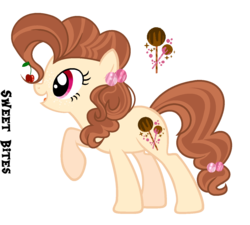 Size: 1414x1270 | Tagged: safe, artist:x-dainichi-x, oc, oc only, oc:sweet bites, earth pony, pony, cherry, female, food, mare, offspring, parent:cheese sandwich, parent:pinkie pie, parents:cheesepie, simple background, solo, transparent background