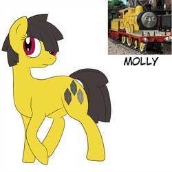 Size: 1024x1023 | Tagged: safe, artist:wolftendragon, oc, oc only, earth pony, pony, female, mare, molly (thomas the tank engine), ponified, simple background, solo, thomas the tank engine, white background