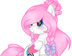 Size: 1024x803 | Tagged: safe, artist:angelamusic13, oc, oc only, oc:angela music, pegasus, pony, bow, deviantart watermark, hair bow, obtrusive watermark, simple background, solo, transparent background, two toned wings, watermark