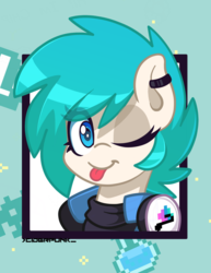 Size: 1700x2200 | Tagged: safe, artist:ciderpunk, oc, oc:chiptune, pony, adorable face, clothes, cute, ear piercing, earring, headphones, jewelry, piercing, punk