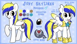 Size: 3500x2000 | Tagged: safe, artist:kiruart, oc, oc only, oc:juby skylines, pegasus, pony, armor, commission, high res, male, reference sheet, solo