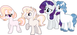 Size: 9836x4493 | Tagged: safe, artist:cobalthoneyart, fancypants, rarity, oc, oc:clary, oc:cler, pony, unicorn, g4, absurd resolution, blank flank, family, female, male, mare, missing cutie mark, offspring, parent:fancypants, parent:rarity, parents:raripants, ship:raripants, shipping, stallion, straight