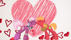Size: 1920x1080 | Tagged: safe, artist:creativa-artly01, artist:ispincharles, big macintosh, cheerilee, pony, g4, female, male, ship:cheerimac, shipping, straight, younger