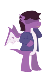 Size: 2400x3400 | Tagged: safe, artist:maxter-advance, dragon, pony, spoiler:deltarune, clothes, crossover, deltarune, dragoness, dragonified, female, high res, jacket, ponified, solo, species swap, susie (deltarune)