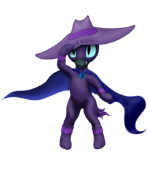 Size: 2448x2809 | Tagged: safe, artist:vasillium, mare do well, oc, oc only, oc:nox (rule 63), oc:nyx, alicorn, pony, g4, alicorn oc, bipedal, boots, cape, clothes, collar, colt, cosplay, costume, cutie mark, cutie mark collar, cutie mark on clothes, disguise, happy, hat, high res, holding, horn, looking at you, male, moon, nostrils, rule 63, secret, secret identity, shoes, simple background, smiling, solo, standing, standing on back, suit, superhero, tail, teeth, transparent background, uniform
