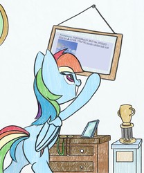 Size: 1496x1796 | Tagged: safe, artist:infrayellow, edit, rainbow dash, pegasus, pony, g4, /mlp/, 4chan, 4chan get, award, butt, female, mare, medal, plot, solo, trophy