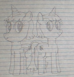 Size: 429x447 | Tagged: safe, artist:nightshadowmlp, oc, oc only, oc:night shadow, alicorn, pony, unicorn, alicorn oc, female, horn, lineart, lined paper, mare, self ponidox, smiling, traditional art, wings
