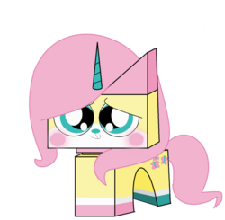 Size: 900x883 | Tagged: safe, artist:rainbowzforlife, fluttershy, g4, crossover, lego, simple background, the lego movie, transparent background, unikitty
