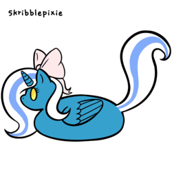 Size: 1920x1920 | Tagged: safe, artist:skribblepixie, oc, oc:fleurbelle, alicorn, pony, adorabelle, adorable face, alicorn oc, bow, cute, hair bow, happy, long hair, long mane, long tail, pink bow, ponyloaf, ribbon, sweet, wingding eyes, yellow eyes