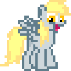 Size: 960x960 | Tagged: safe, artist:joeydr, derpibooru exclusive, derpy hooves, pegasus, pony, g4, female, mare, open mouth, pixel art, simple background, spread wings, transparent background, wings