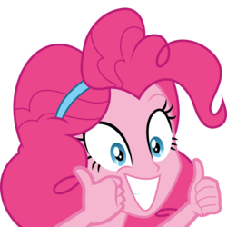 Size: 3330x3330 | Tagged: safe, artist:wissle, pinkie pie, equestria girls, g4, my little pony equestria girls: better together, the craft of cookies, double thumbs up, female, grin, happy, high res, simple background, smiling, solo, thumbs up, transparent background, vector