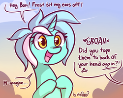 Size: 640x512 | Tagged: dead source, safe, artist:dsp2003, bon bon, lyra heartstrings, sweetie drops, pony, unicorn, g4, 3 panel comic, bon bon is not amused, comic, cross-popping veins, cute, exclamation point, female, interrobang, irrational exuberance, l.u.l.s., lyrabetes, mare, no ears, offscreen character, open mouth, question mark, silly, silly pony, single panel, smiling, unamused, why