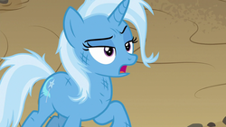 Size: 1280x720 | Tagged: safe, screencap, trixie, pony, g4, road to friendship, female, mare, messy mane, solo