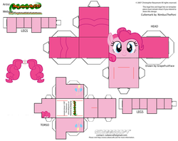 Size: 2979x2354 | Tagged: safe, artist:grapefruitface1, part of a set, pinkie pie, pony, g4, craft, cubeecraft, female, high res, papercraft, printable, solo