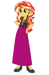 Size: 1159x1757 | Tagged: safe, artist:cartoonmasterv3, sunset shimmer, equestria girls, g4, clothes, geode of empathy, long skirt, magical geodes, simple background, skirt, transparent background