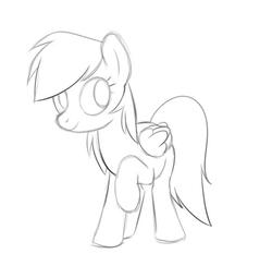 Size: 600x558 | Tagged: safe, artist:naroclie, rainbow dash, pegasus, pony, g4, black and white, female, grayscale, mare, monochrome, raised hoof, simple background, sketch, solo, white background