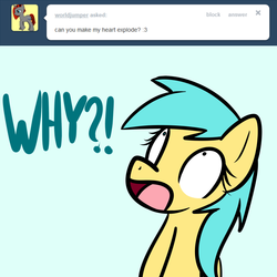 Size: 750x750 | Tagged: safe, artist:datahmedz, sunshower raindrops, pony, raindropsanswers, g4, ask, female, solo, tumblr