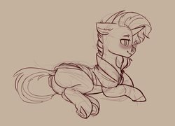 Size: 3063x2207 | Tagged: safe, artist:yoditax, sunburst, pony, unicorn, g4, blushing, butt, cape, clothes, frog (hoof), glasses, high res, lying, male, monochrome, plot, prone, simple background, sketch, solo, stallion, underhoof, white background