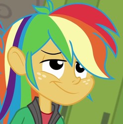 Size: 671x676 | Tagged: safe, screencap, snails, best trends forever, best trends forever: rainbow dash, equestria girls, g4, my little pony equestria girls: better together, cropped, cyoa, male, rainbow wig, smiling