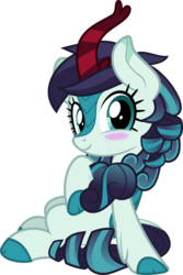 Size: 5227x7812 | Tagged: safe, artist:jhayarr23, coloratura, kirin, g4, absurd resolution, blushing, cloven hooves, cute, female, kirin-ified, rara, rarabetes, simple background, sitting, smiling, solo, species swap, transparent background, vector