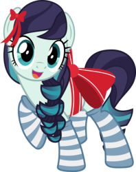 Size: 5591x7057 | Tagged: safe, artist:jhayarr23, coloratura, earth pony, pony, g4, absurd resolution, bow, clothes, cute, female, looking at you, mare, rara, rarabetes, ribbon, simple background, smiling, socks, solo, stockings, striped socks, thigh highs, transparent background, vector