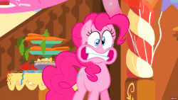 Size: 480x270 | Tagged: safe, screencap, pinkie pie, earth pony, pony, g4, season 5, the one where pinkie pie knows, animated, crazy face, faic, female, floppy ears, gif, insanity, roger rabbit, solo, teeth, teeth grinding