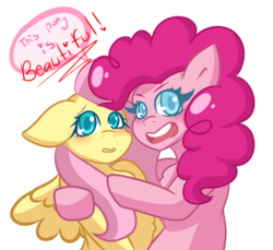 Size: 825x755 | Tagged: safe, artist:mocaangel, fluttershy, pinkie pie, earth pony, pegasus, pony, g4, female, mare, simple background, solo, transparent background