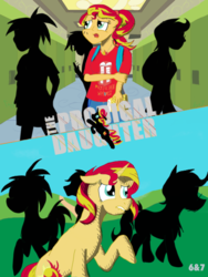 Size: 450x600 | Tagged: safe, artist:sixes&sevens, sunset shimmer, fanfic:the prodigal daughter, equestria girls, g4, fanfic, fanfic art, fanfic cover, human sunset, lockers