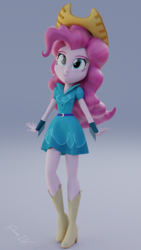 Size: 1080x1920 | Tagged: safe, artist:efk-san, pinkie pie, dance magic, equestria girls, equestria girls series, equestria girls specials, five to nine, g4, my little pony equestria girls: friendship games, 3d, beautiful, blender, boots, clothes, cowboy boots, cowboy hat, cowgirl, cowgirl outfit, cute, diapinkes, dress, female, hat, high heel boots, shoes, smiling, solo, woman