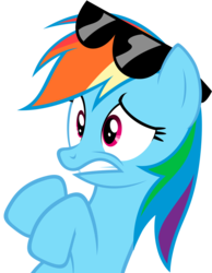 Size: 787x1015 | Tagged: safe, artist:knight725, rainbow dash, pegasus, pony, g4, too many pinkie pies, female, mare, rainbow dash is best facemaker, simple background, solo, sunglasses, transparent background, vector