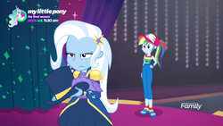 Size: 1920x1080 | Tagged: safe, screencap, rainbow dash, trixie, equestria girls, equestria girls specials, g4, my little pony equestria girls: better together, my little pony equestria girls: spring breakdown, feet, female, sandals, trixie is not amused, unamused