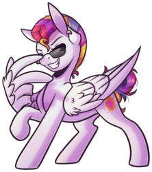 Size: 708x799 | Tagged: safe, artist:ak4neh, sunny daze (g3), pegasus, pony, g3, ear piercing, feather fingers, female, mare, mohawk, piercing, simple background, solo, sunglasses, transparent background, wings