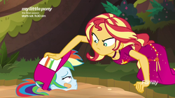 Size: 1920x1080 | Tagged: safe, screencap, rainbow dash, sunset shimmer, equestria girls, equestria girls specials, g4, my little pony equestria girls: better together, my little pony equestria girls: spring breakdown, female, fetish fuel, jungle, out of context, quicksand