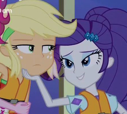 Size: 445x398 | Tagged: safe, screencap, applejack, rarity, equestria girls, equestria girls specials, g4, my little pony equestria girls: better together, my little pony equestria girls: spring breakdown, best friends, female, lifejacket, shipping fuel