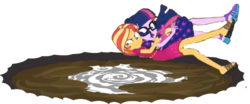 Size: 2048x856 | Tagged: safe, edit, edited screencap, editor:php77, screencap, sci-twi, sunset shimmer, twilight sparkle, equestria girls, equestria girls specials, g4, my little pony equestria girls: better together, my little pony equestria girls: spring breakdown, bad edit, jungle, not a vector, quicksand