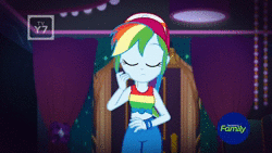Size: 1920x1080 | Tagged: safe, screencap, rainbow dash, equestria girls, equestria girls specials, g4, my little pony equestria girls: better together, my little pony equestria girls: spring breakdown, animated, close-up, clothes, female, hat, hips, it's coming right at us, solo, sound, swaying hips, tv rating, tv-y7, webm