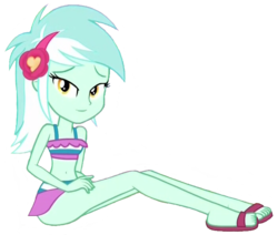 Size: 703x595 | Tagged: safe, edit, edited screencap, editor:lonely fanboy48, screencap, lyra heartstrings, human, equestria girls, equestria girls specials, g4, my little pony equestria girls: better together, my little pony equestria girls: spring breakdown, ass, background removed, bare shoulders, bedroom eyes, belly button, bikini, bikini babe, bikini bottom, bikini top, butt, clothes, cute, feet, female, flip-flops, headband, lidded eyes, looking at you, lyra heartstrings swimsuit, lyra hindstrings, lyrabetes, midriff, not a vector, one-piece swimsuit, sandals, sexy, simple background, sitting, sleeveless, socks, solo, swimsuit, thigh highs, transparent background, vector