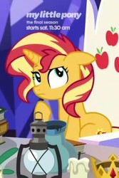 Size: 478x714 | Tagged: safe, screencap, sunset shimmer, pony, unicorn, equestria girls, equestria girls specials, g4, my little pony equestria girls: better together, my little pony equestria girls: spring breakdown, book, candle, crown, cutie map, female, floppy ears, friendship throne, jewelry, lantern, mare, raised hoof, regalia, sitting, solo, thinking, throne