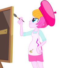 Size: 2000x1783 | Tagged: safe, artist:katnekobase, artist:toybonnie54320, toola-roola, human, equestria girls, g3, g4, base used, clothes, equestria girls style, equestria girls-ified, g3 to equestria girls, g3 to g4, generation leap, hat, paintbrush, painting, toola roola will be painting away