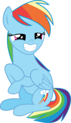 Size: 783x1358 | Tagged: safe, artist:crystalmagic6, rainbow dash, pegasus, pony, equestria girls, equestria girls series, g4, spring breakdown, spoiler:eqg series (season 2), equestria girls ponified, faic, full body, human pony dash, inkscape, ponified, rainbow dash is best facemaker, shit eating grin, simple background, sitting, smiling, smirk, solo, transparent background, vector, wings down