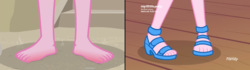 Size: 1440x404 | Tagged: safe, pinkie pie, equestria girls, equestria girls series, g4, spring breakdown, too hot to handle, spoiler:eqg series (season 2), close-up, comparison, feet, foot closeup, hotfoot, legs, pictures of legs