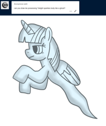 Size: 845x1000 | Tagged: safe, artist:platinumdrop, twilight sparkle, ghost, pony, tumblr:ask-platinumdrop, g4, female, request, simple background, solo, transparent background, tumblr