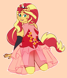 Size: 1280x1482 | Tagged: safe, artist:6luestar, sunset shimmer, equestria girls, equestria girls series, g4, my little pony equestria girls: forgotten friendship, cute, female, heart eyes, ponied up, shimmerbetes, signature, simple background, sleeveless, smiling, solo, super ponied up, wingding eyes
