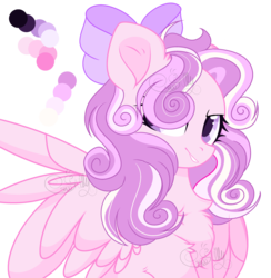 Size: 2908x2980 | Tagged: safe, artist:sh3llysh00, oc, oc only, pegasus, pony, bow, chest fluff, female, hair bow, high res, magical lesbian spawn, mare, offspring, offspring's offspring, simple background, solo, transparent background, watermark