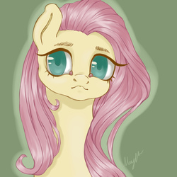 Size: 4000x4000 | Tagged: safe, artist:miriyastar, fluttershy, pony, g4, bust, female, looking at you, mare, portrait, simple background, solo
